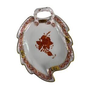 Herend‎ Hungary Chinese Bouquet Rust Leaf Dish Hand Painted Porcelain 7753